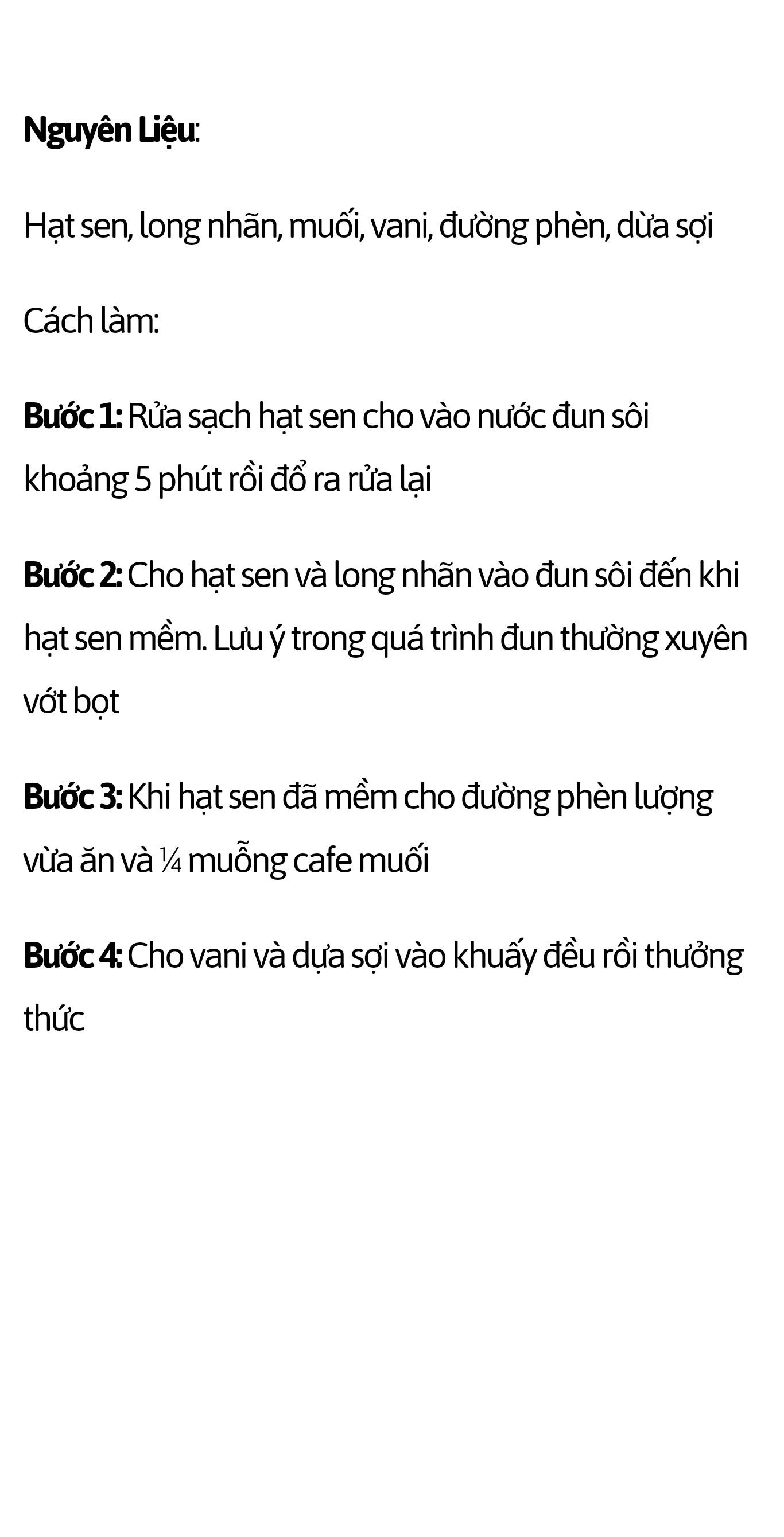 chè hạt sen long nhãn, chè thạch dâu, chè bơ, chè xoài, chè trôi nước