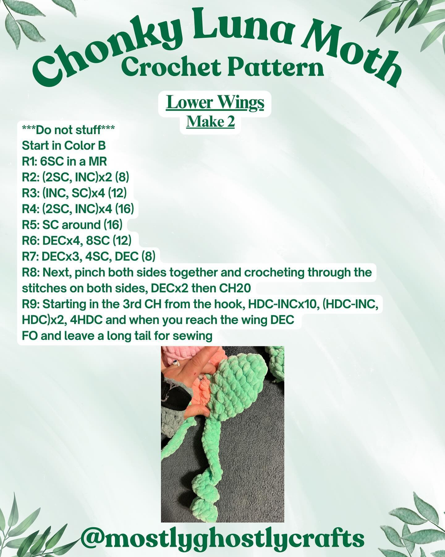 chonky luna moth crochet pattern