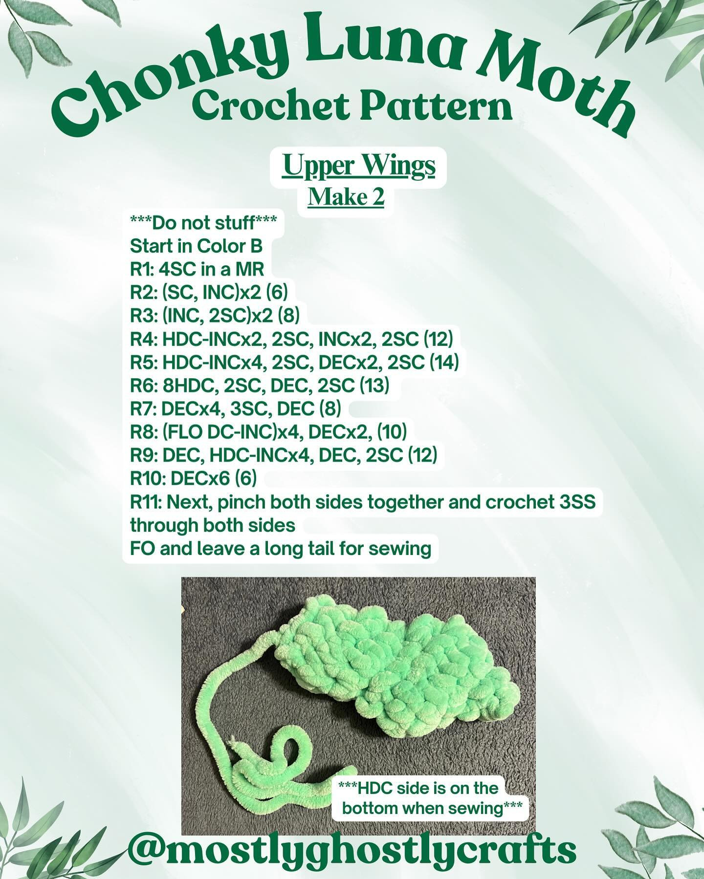 chonky luna moth crochet pattern