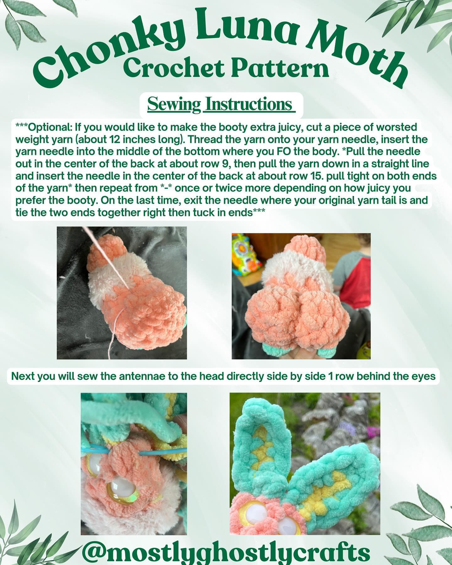 chonky luna moth crochet pattern