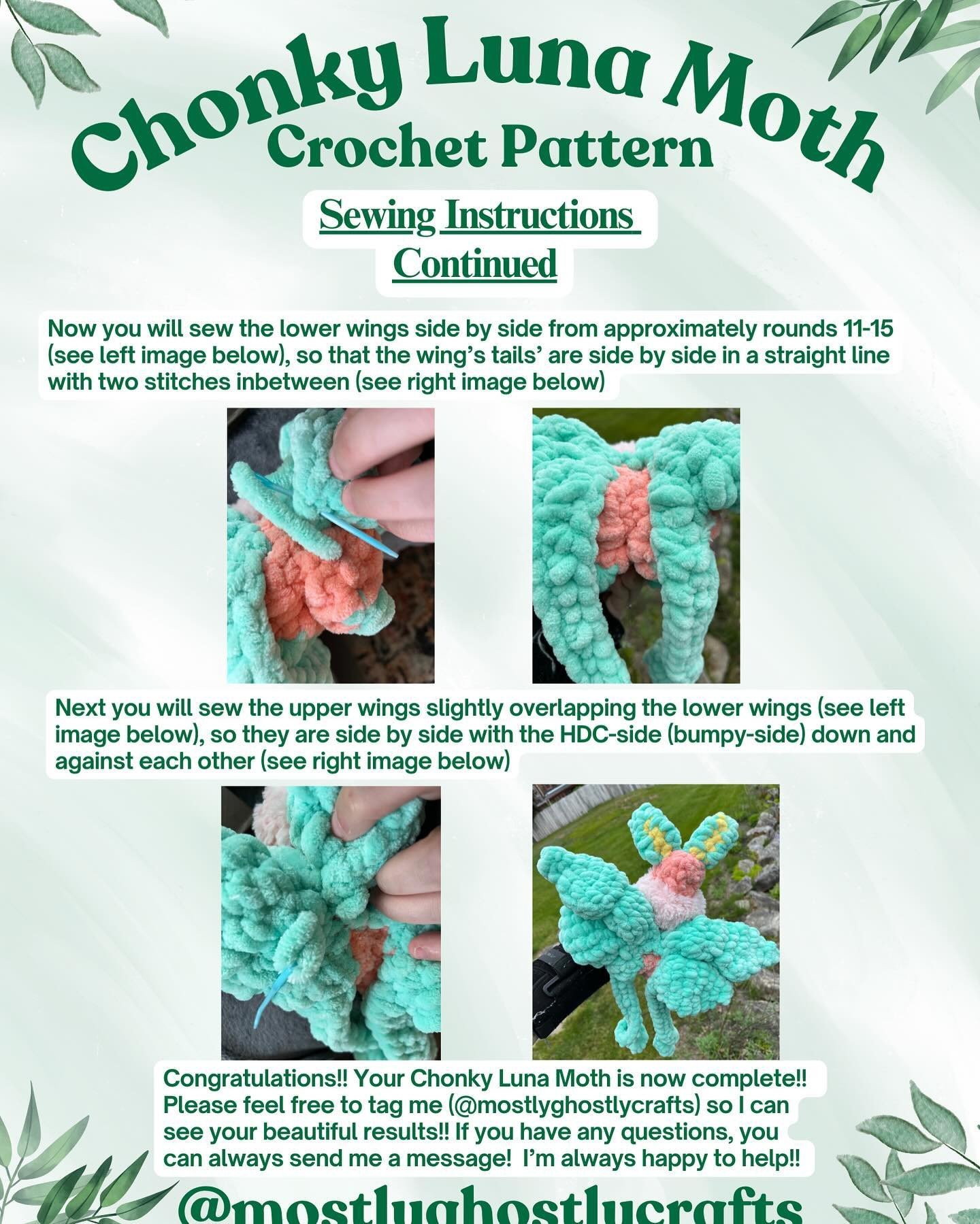 chonky luna moth crochet pattern