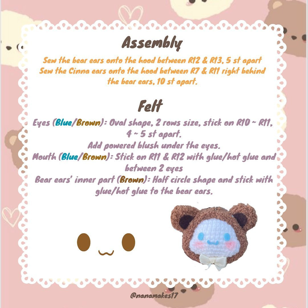 🤎Cinna Bear Fee pattern 🤎°❀⋆.ೃ࿔*:･