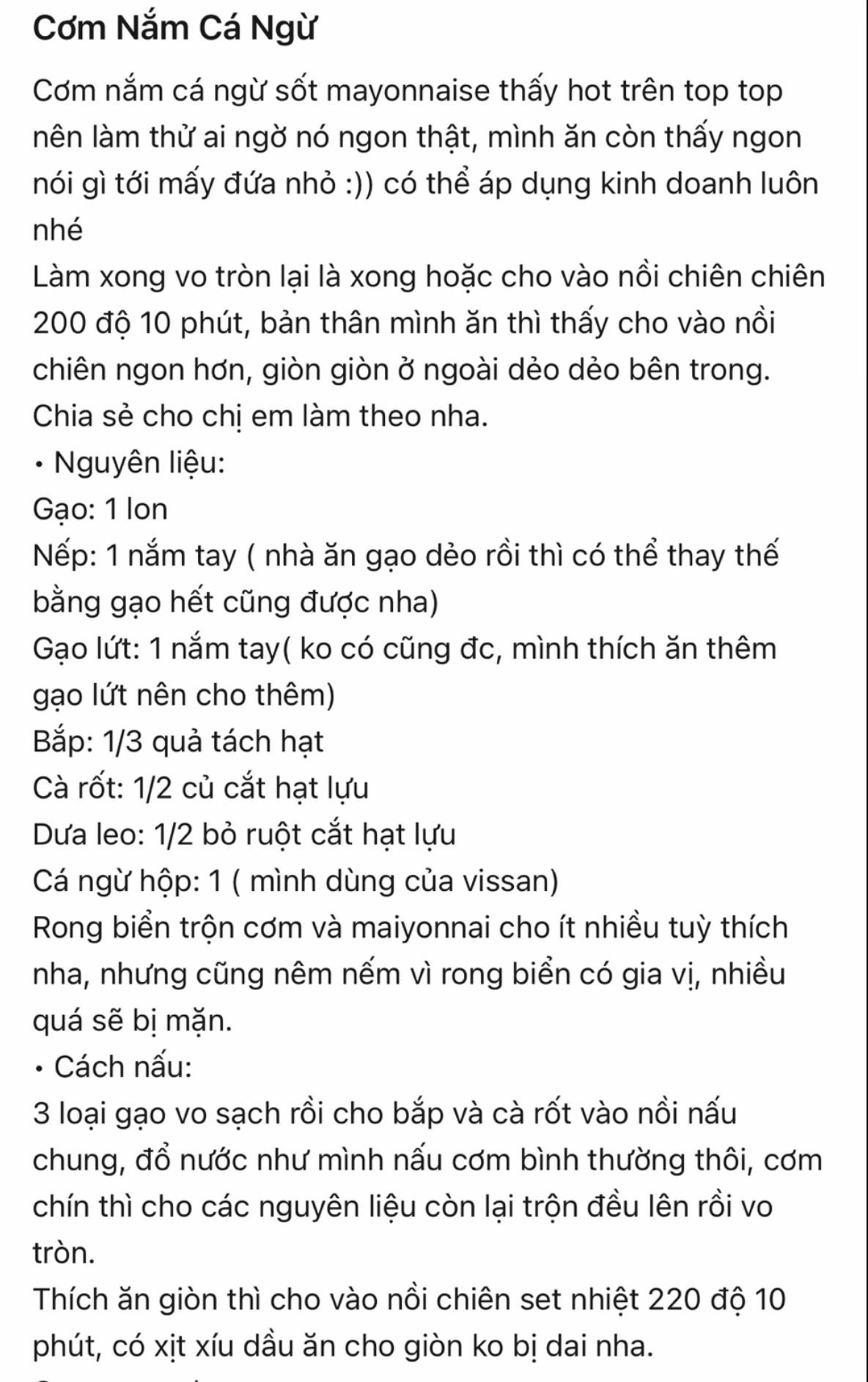 Cơm nắm cá ngừ.