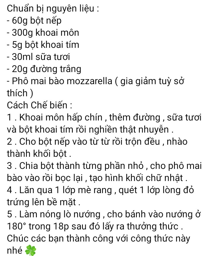 Công Thức Bánh Khoai Môn Phô Mai Kéo Sợi