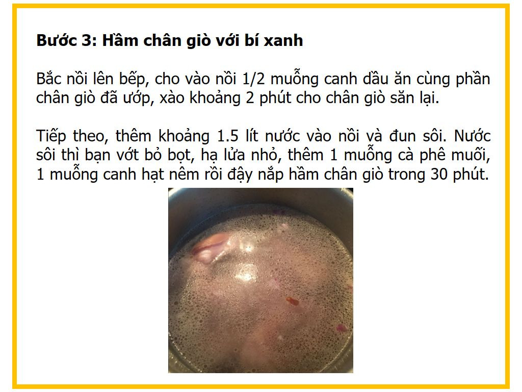 công thức nấu món Giò hầm bí đao( bí xanh,)