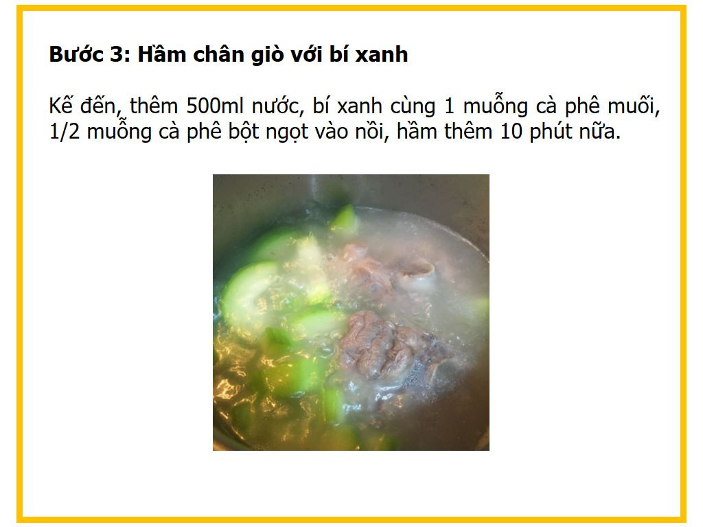 công thức nấu món Giò hầm bí đao( bí xanh,)