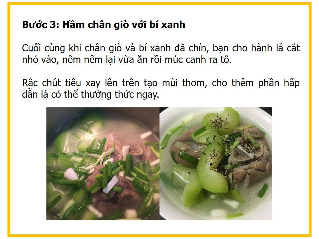 công thức nấu món Giò hầm bí đao( bí xanh,)