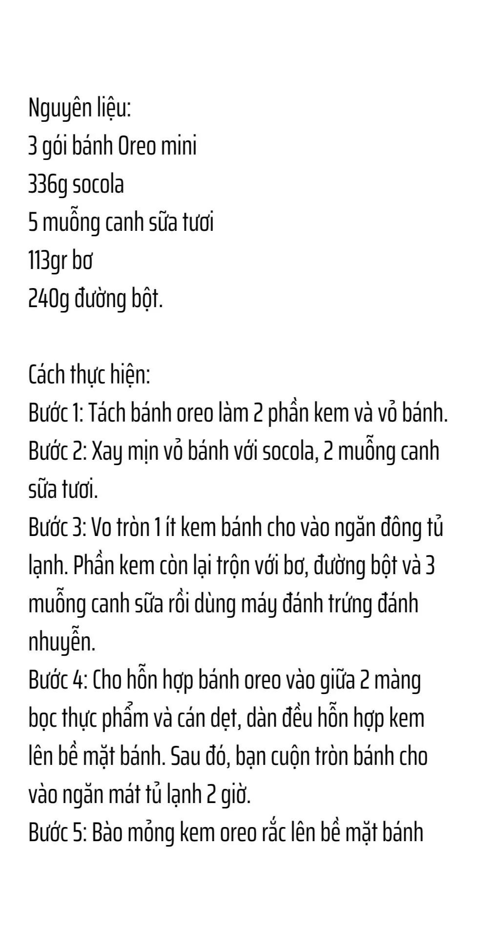 công thức xoài lắc, công thức mì trộn dầu hào, công thức sốt bánh tráng, công thức đậu phộng da cá, công thức bánh oreo cuộn kem sữa