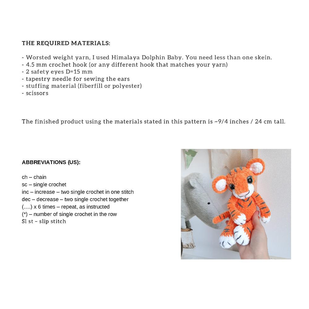 Crochet tiger / lion pattern