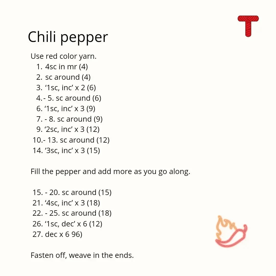 Cute little Chili pepper 🌶️ free pattern ☺️