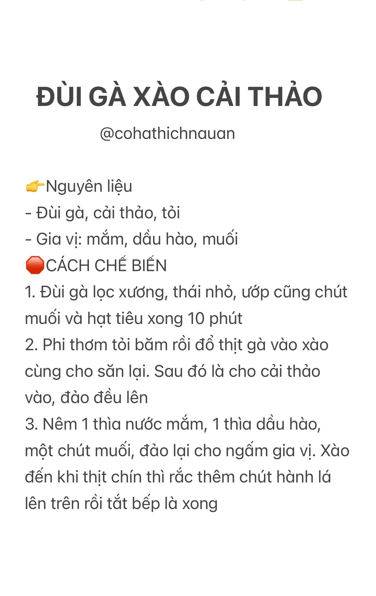 Đùi gà xào cải thảo