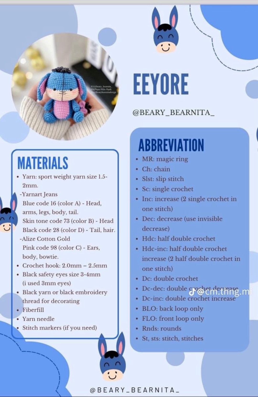 eeyore donkey crochet pattern