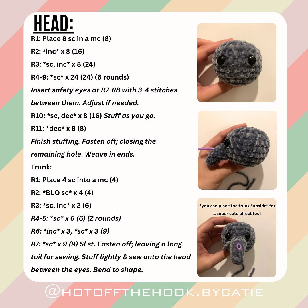 elephant keychain free crochet pattern