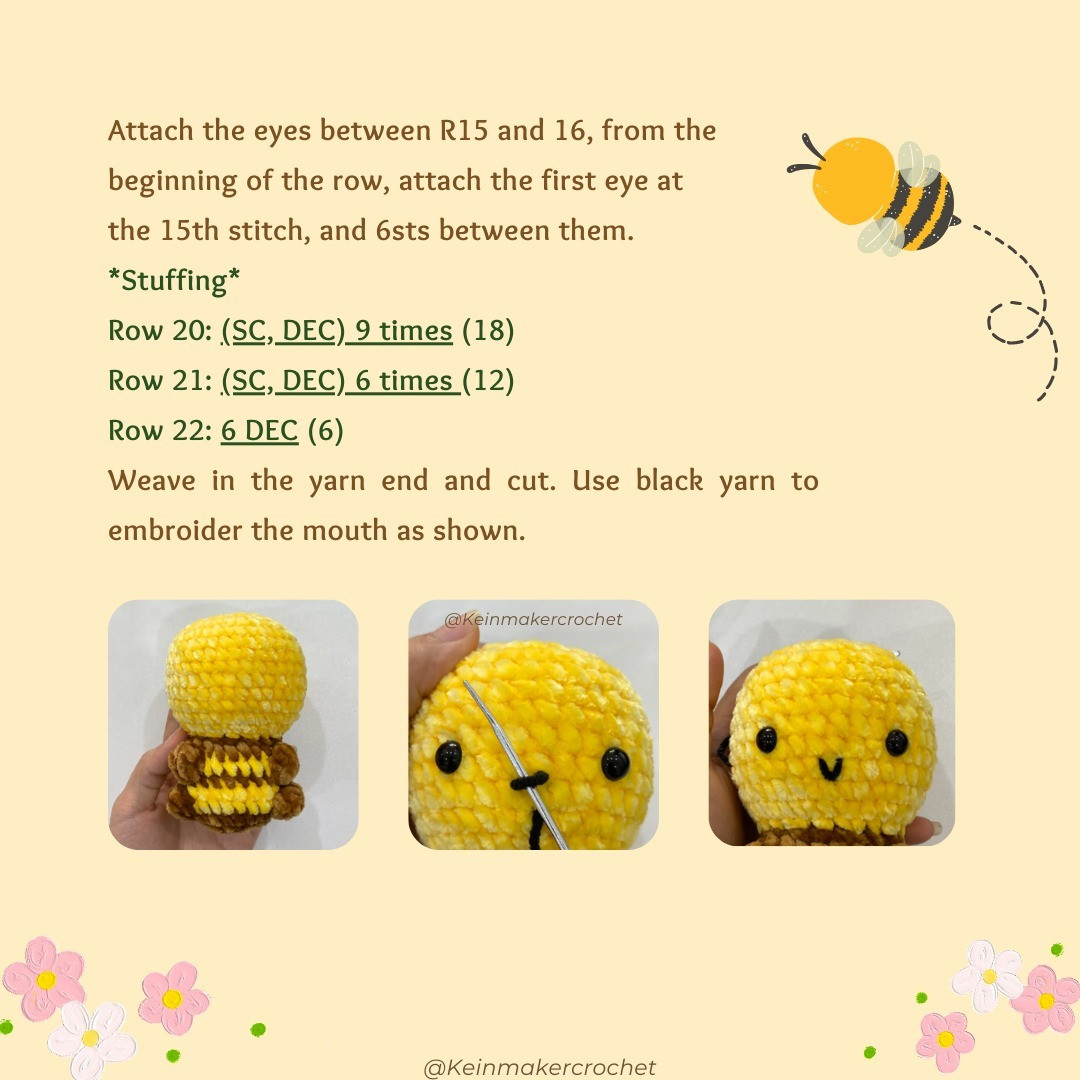 Flower bee crochet pattern