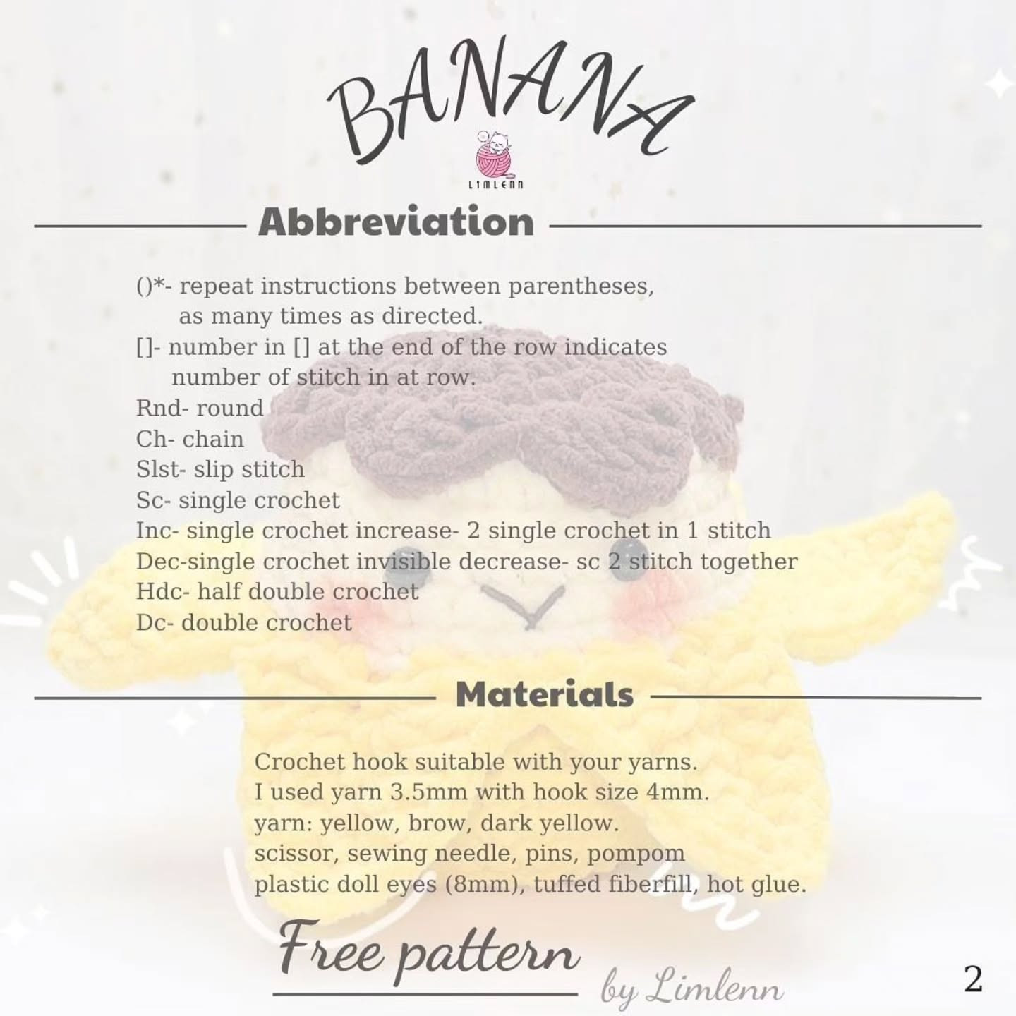 Free Banana pattern - no sew