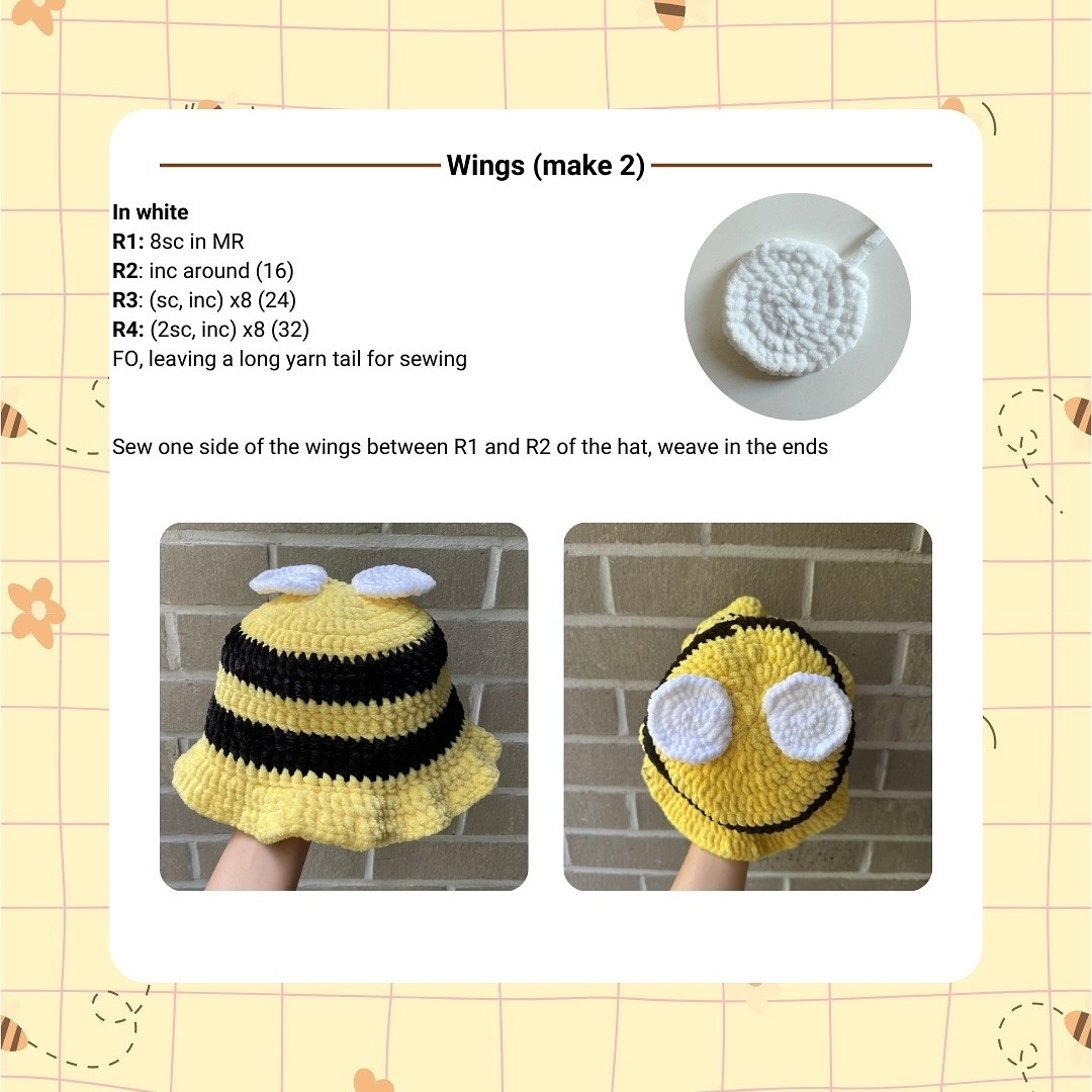 FREE Bee Bucket Hat Pattern 🐝