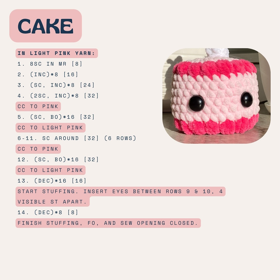 free crochet pattern: birthday cake 🎂