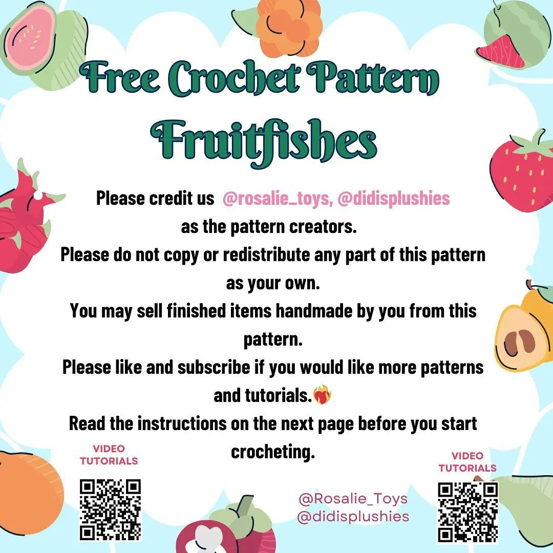 free crochet pattern fruitfishes New FREE Pattern the Fruitfishes 7 in 1