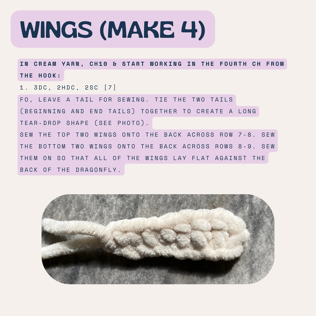 free crochet pattern: mini dragonfly 💜