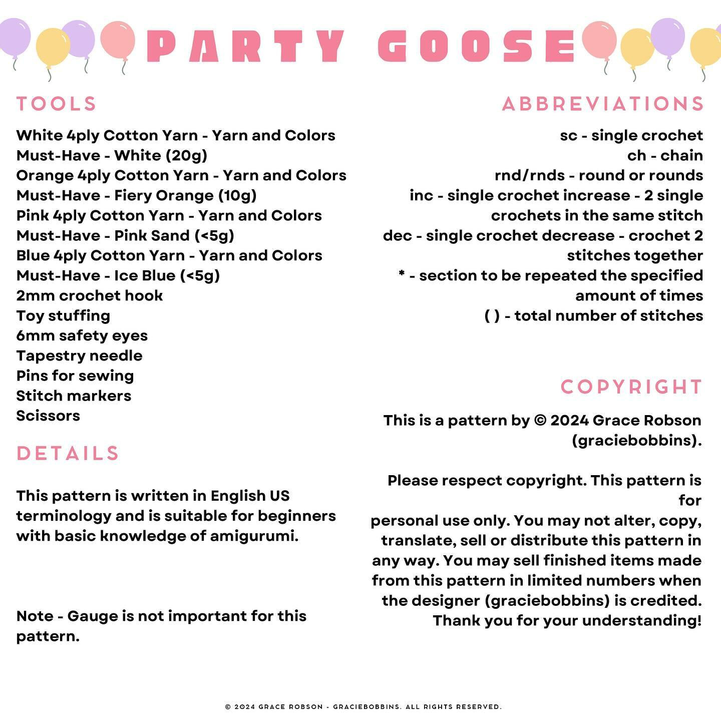 ✨ FREE CROCHET PATTERN - PARTY GOOSE 🥳🪿 ✨