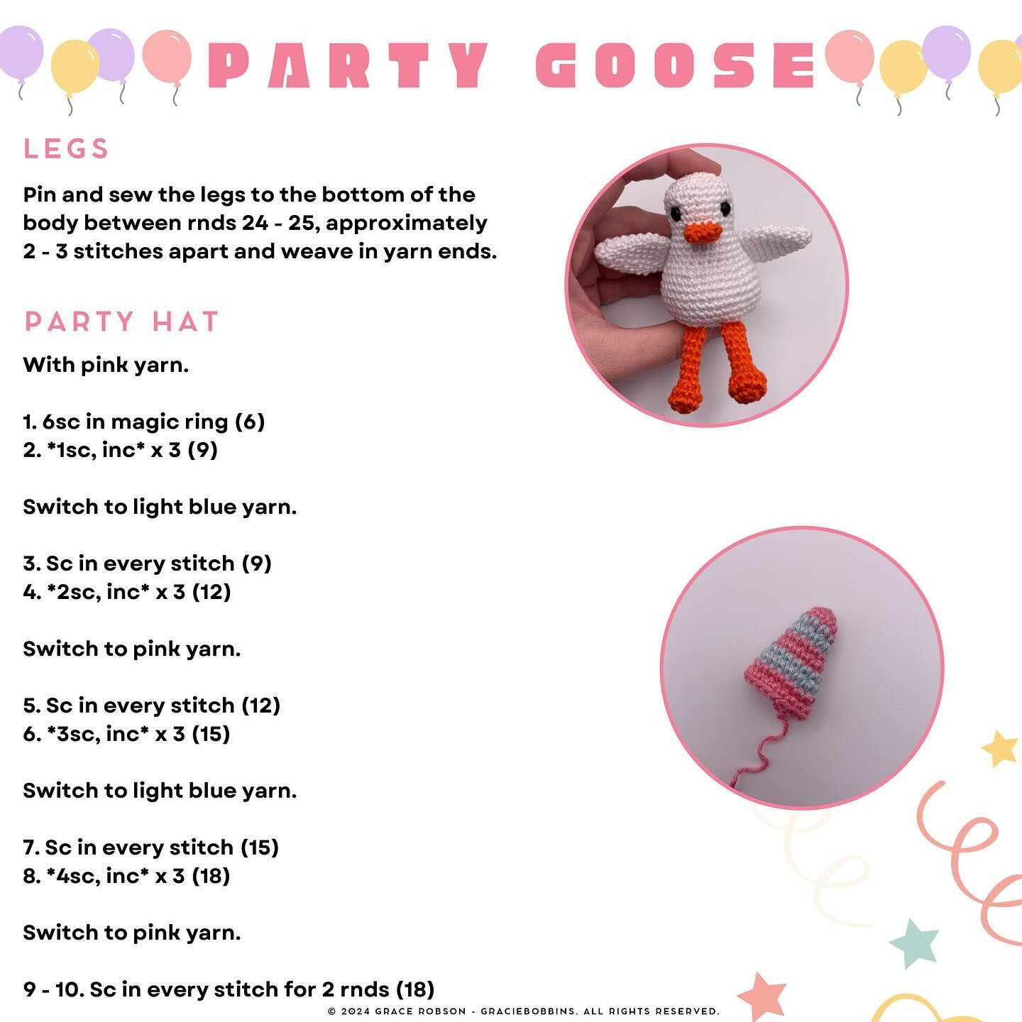 ✨ FREE CROCHET PATTERN - PARTY GOOSE 🥳🪿 ✨