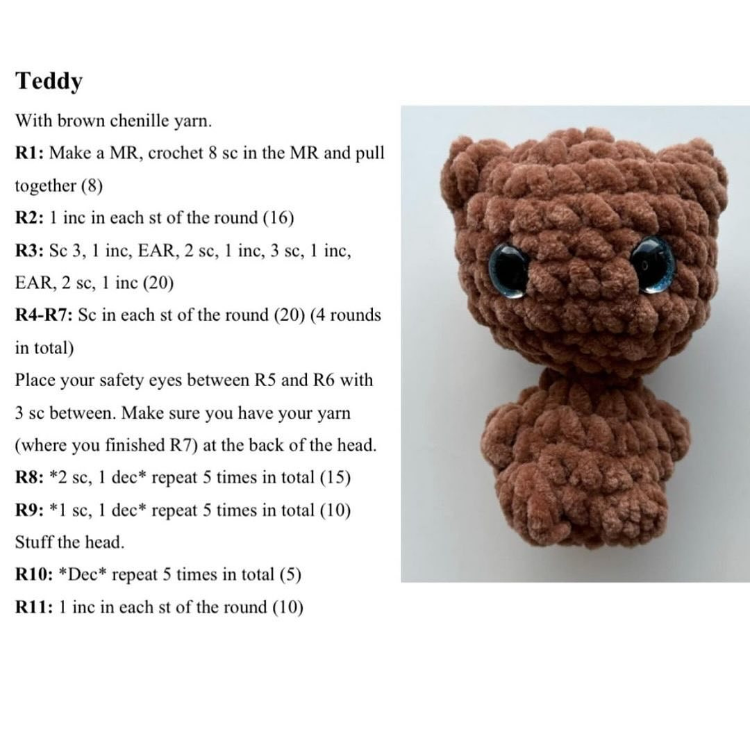 free crochet pattern teddy no sew