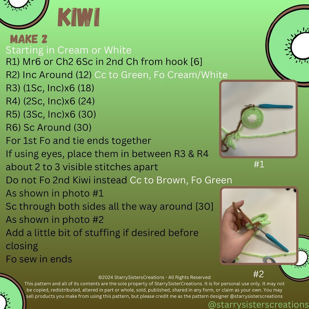 free no sew crochet pattern kiwi keychain