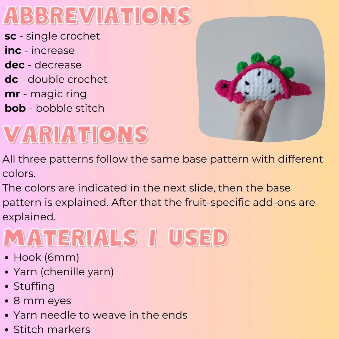 free no sew fruit stegos pattern set