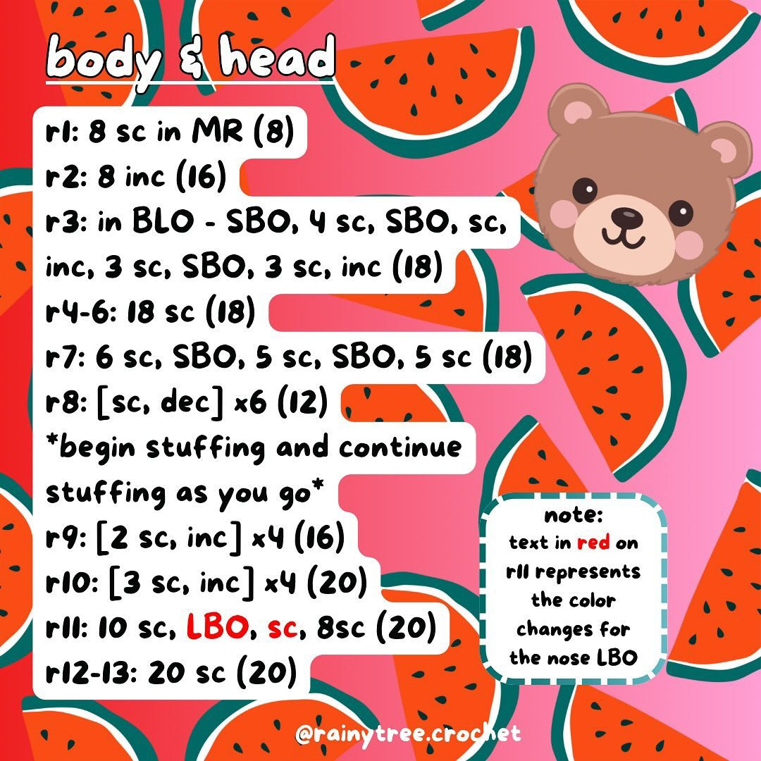 FREE no sew mini fruit bear pattern 🍓🐻✨