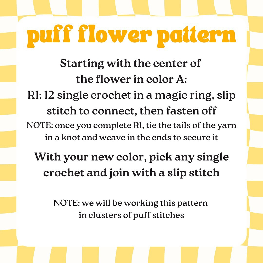 free pattern crochet puff flower