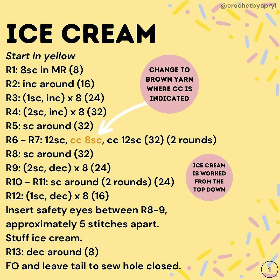 free pattern electric lemon ice cream cone