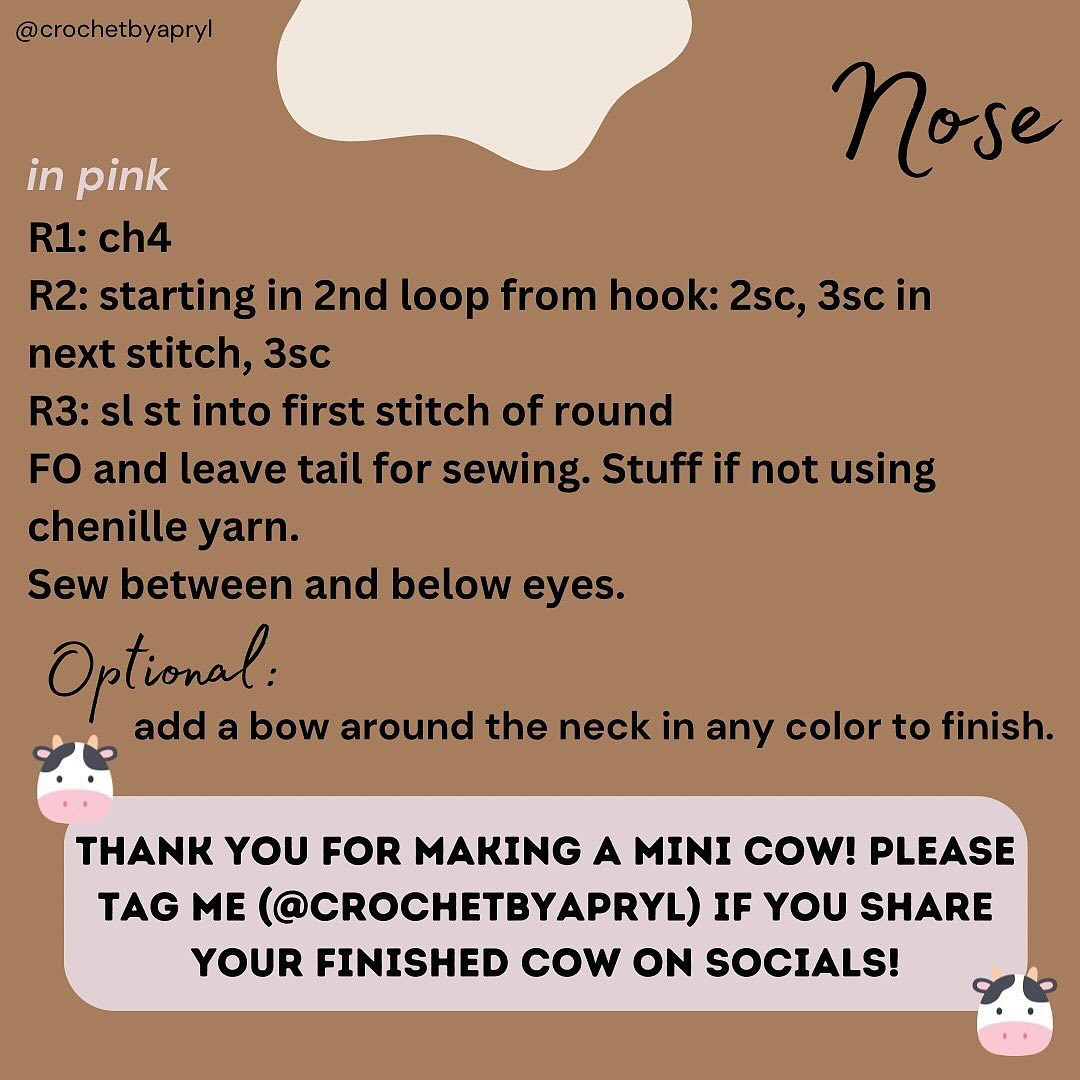 free pattern mini no sew cow