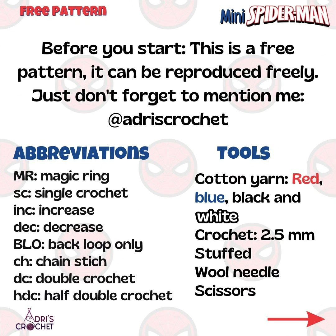 free pattern mini spider man