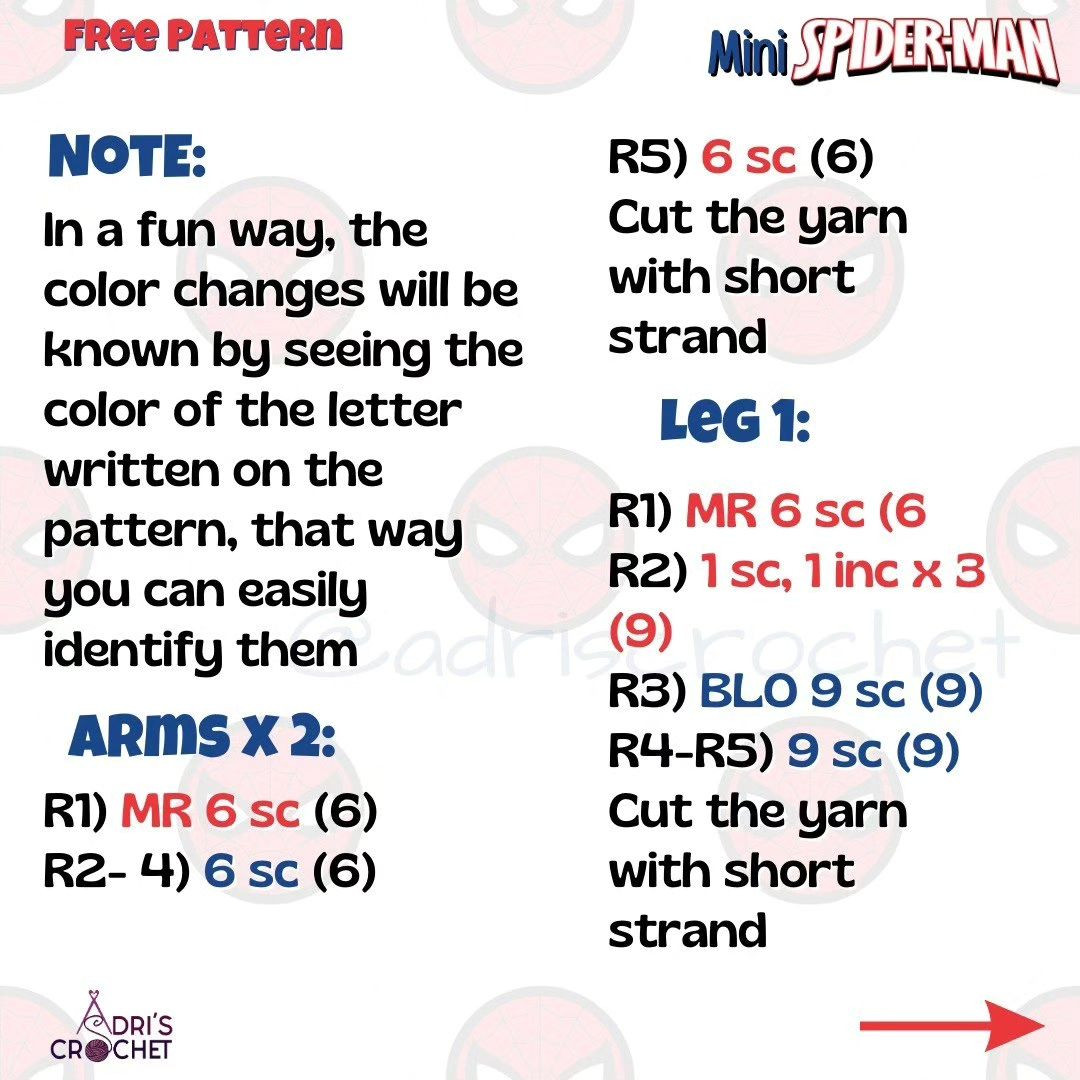 free pattern mini spider man