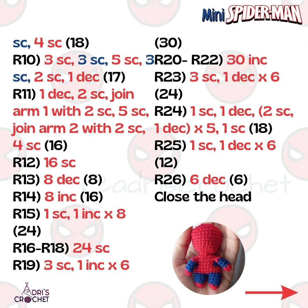 free pattern mini spider man