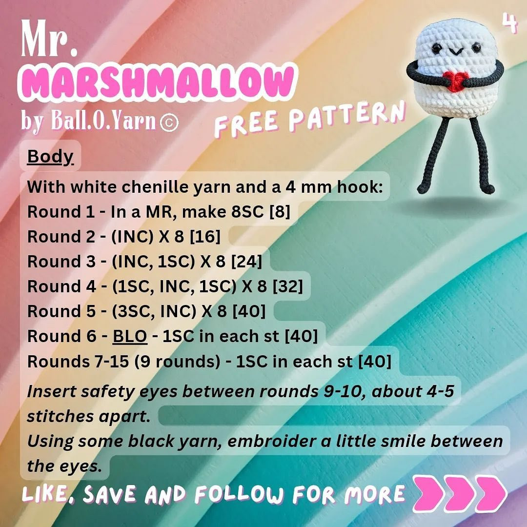 free pattern mr. mashmallow