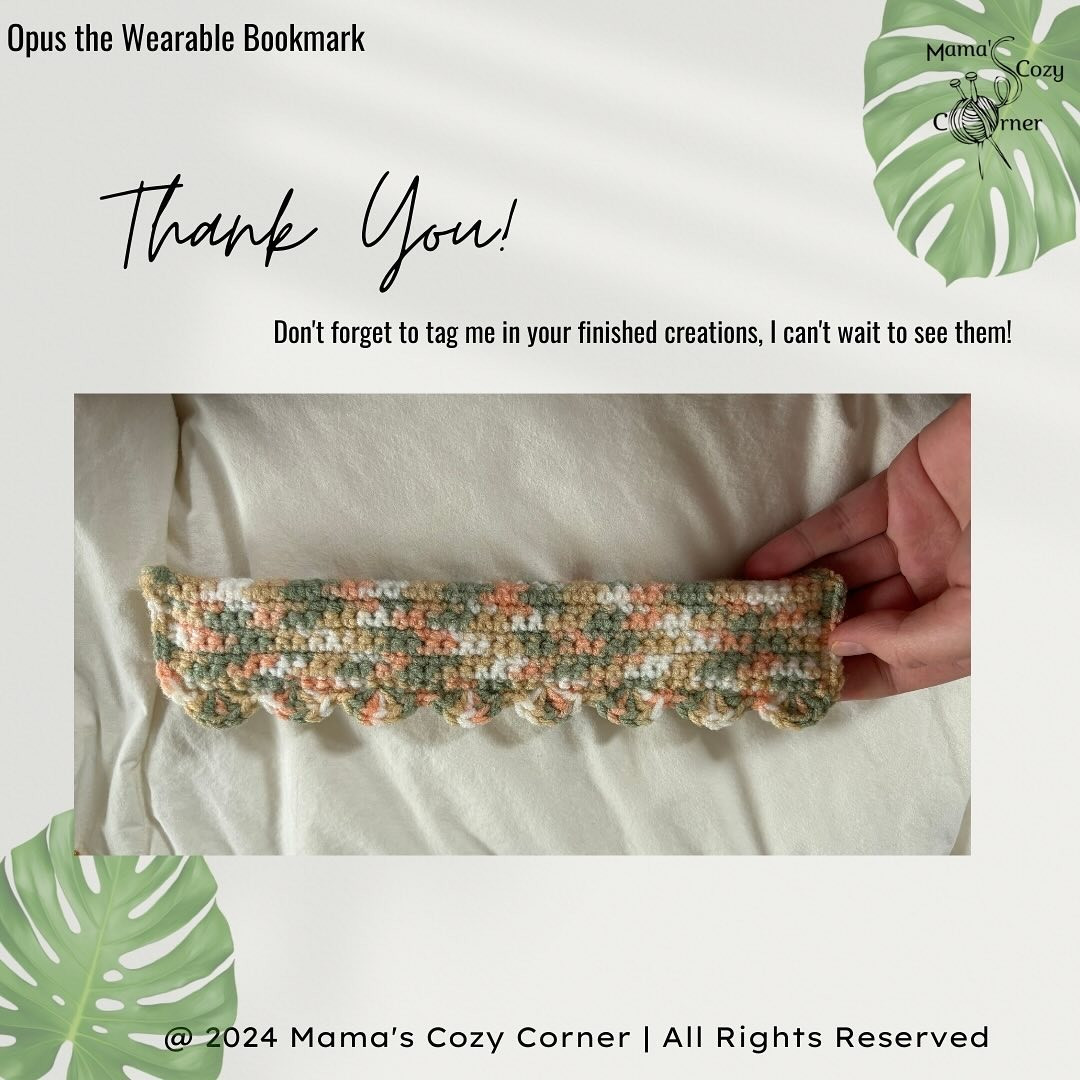 free pattern opus wearable bookmark