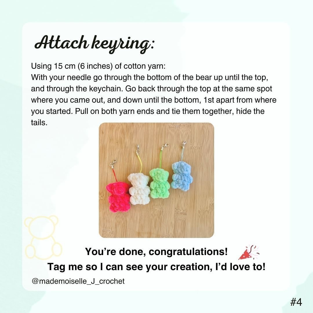 free pattern plush gummy bear keychain