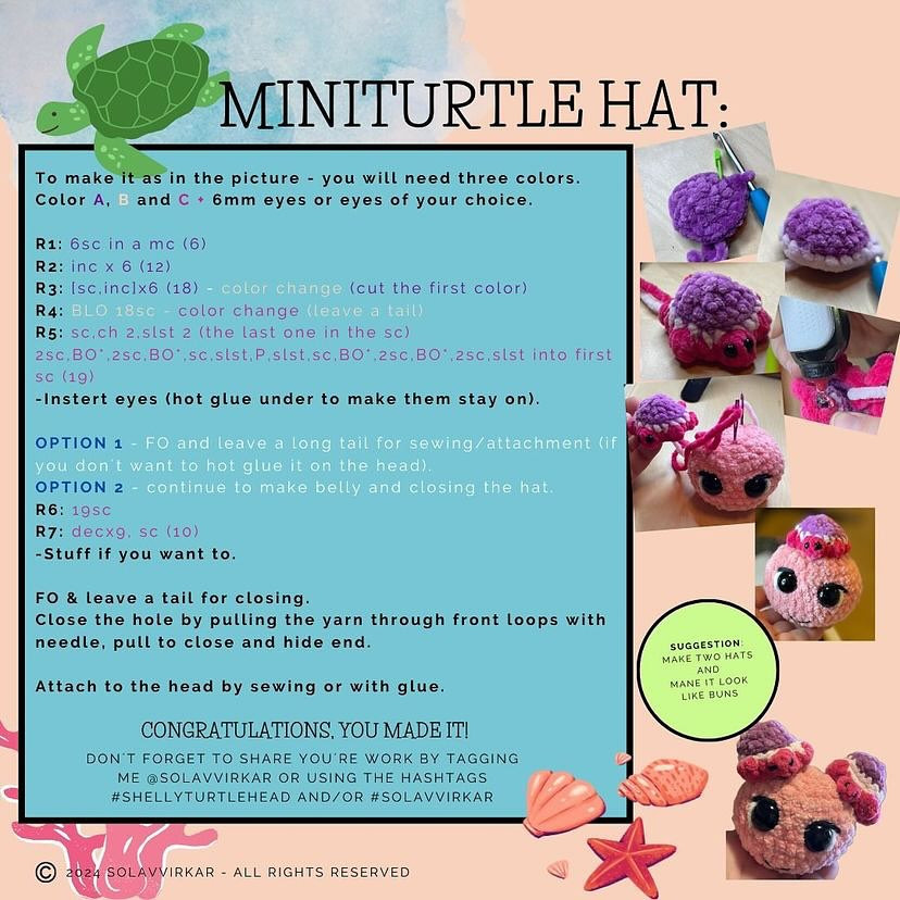 free pattern shelly turtle head