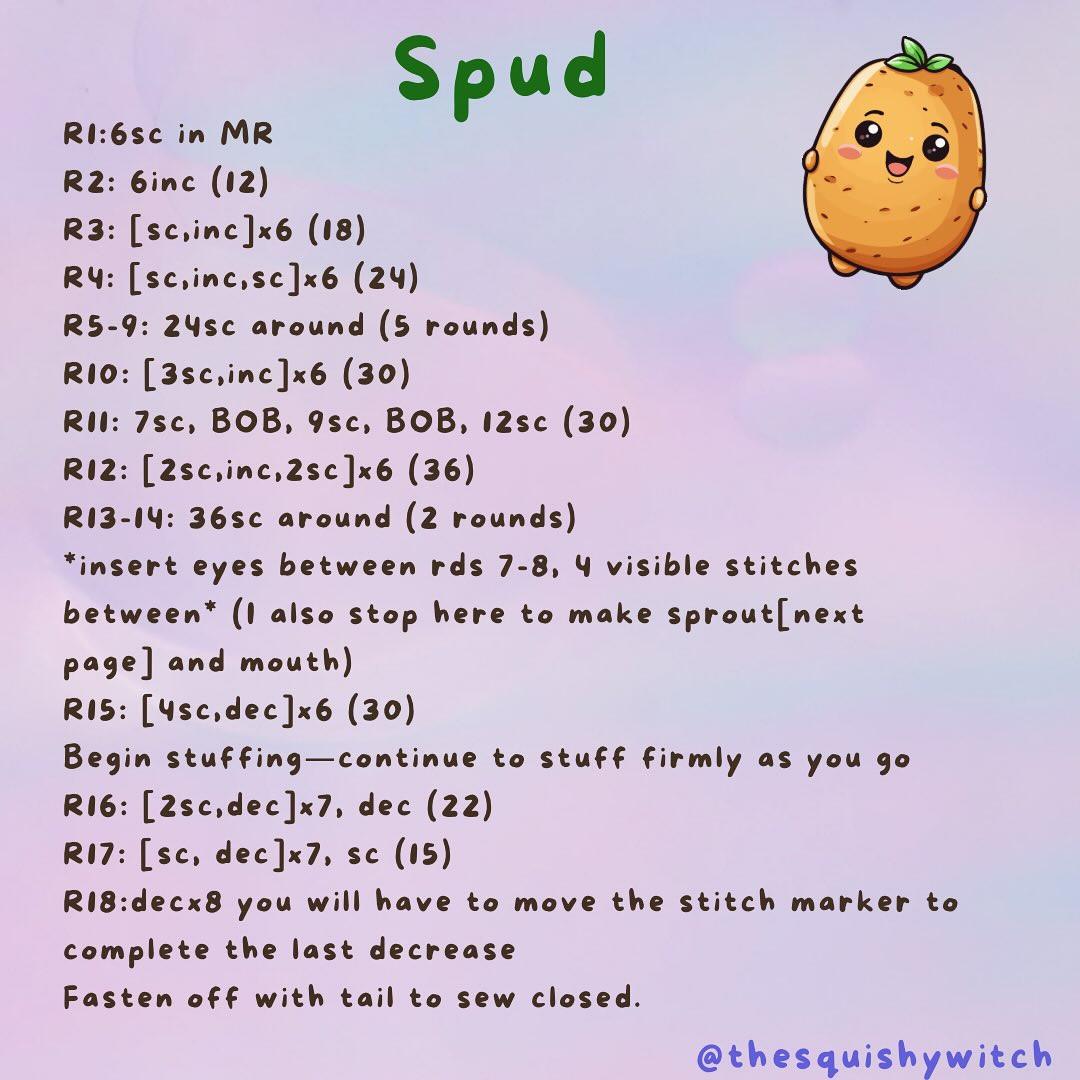 free pattern spud sprout no sew