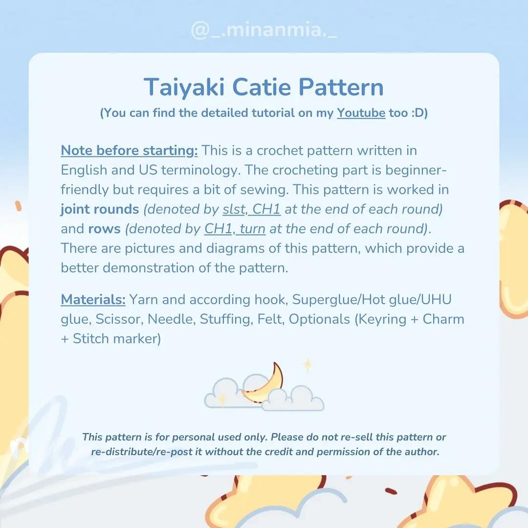 Free pattern Taiyaki Catie