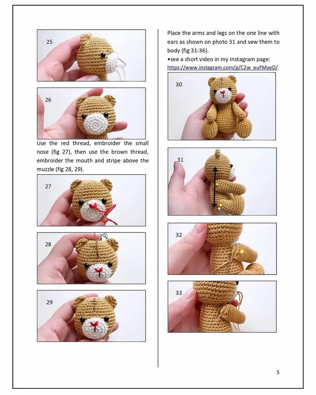 free pattern valentine's bear