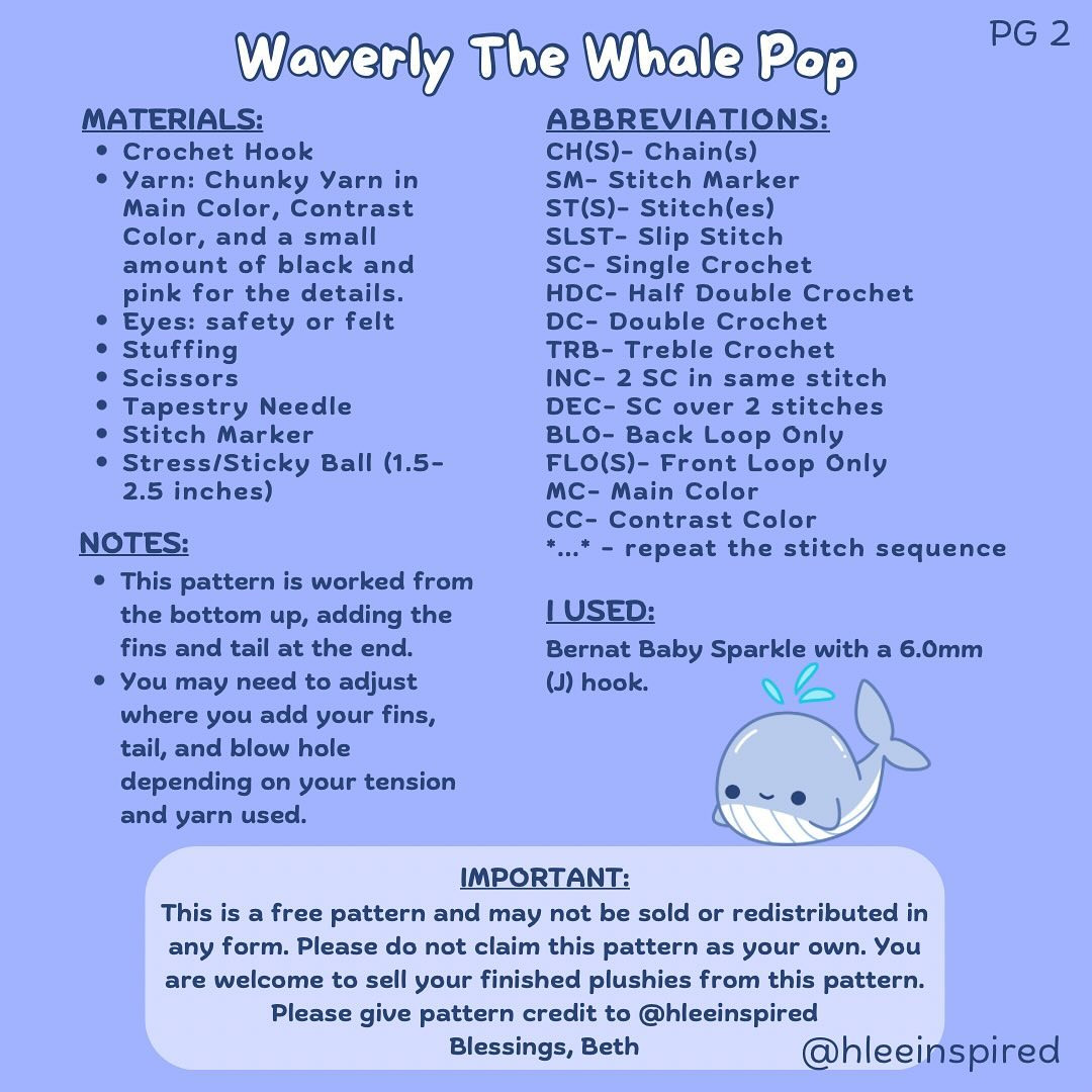 free pattern waverly the whale pop