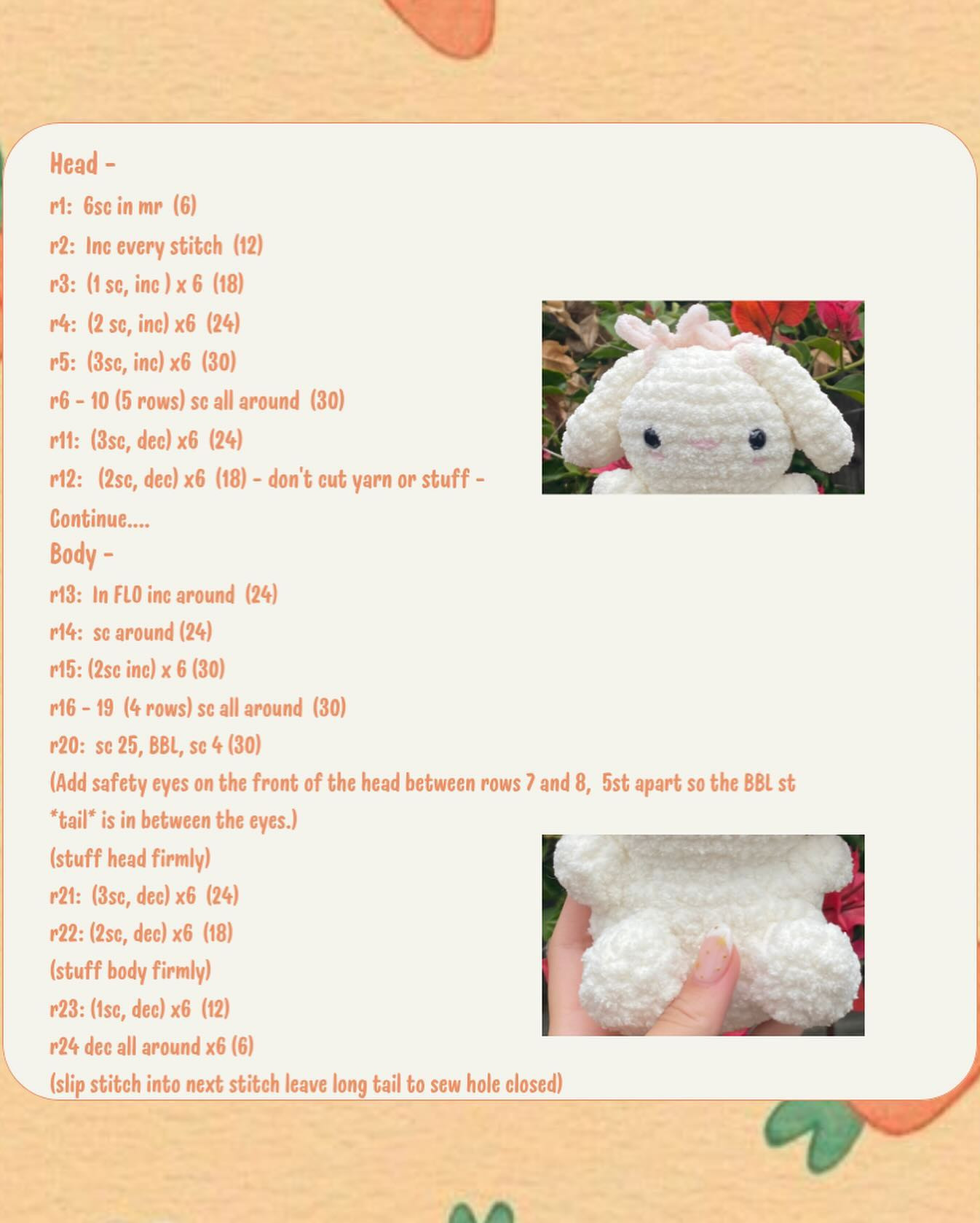 free pattern white baby bunny