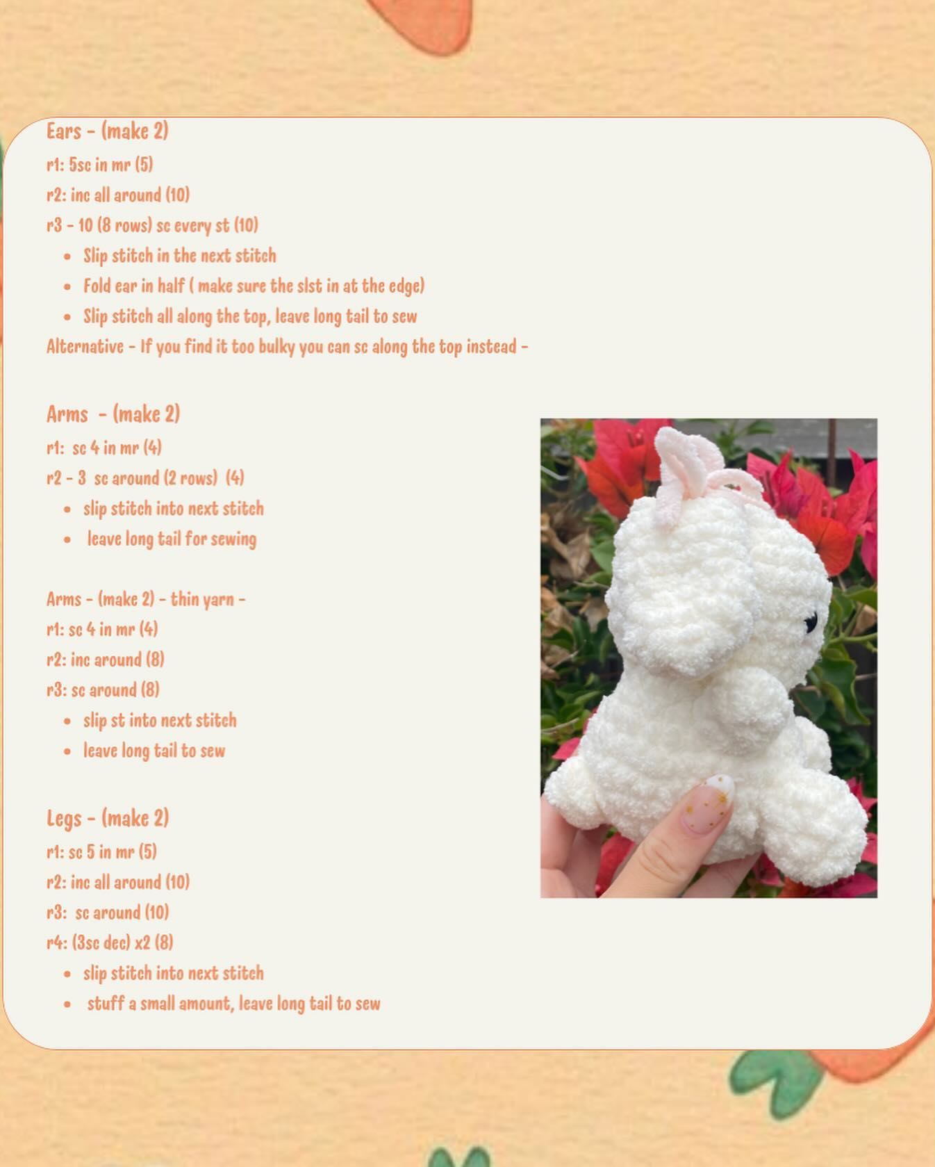 free pattern white baby bunny