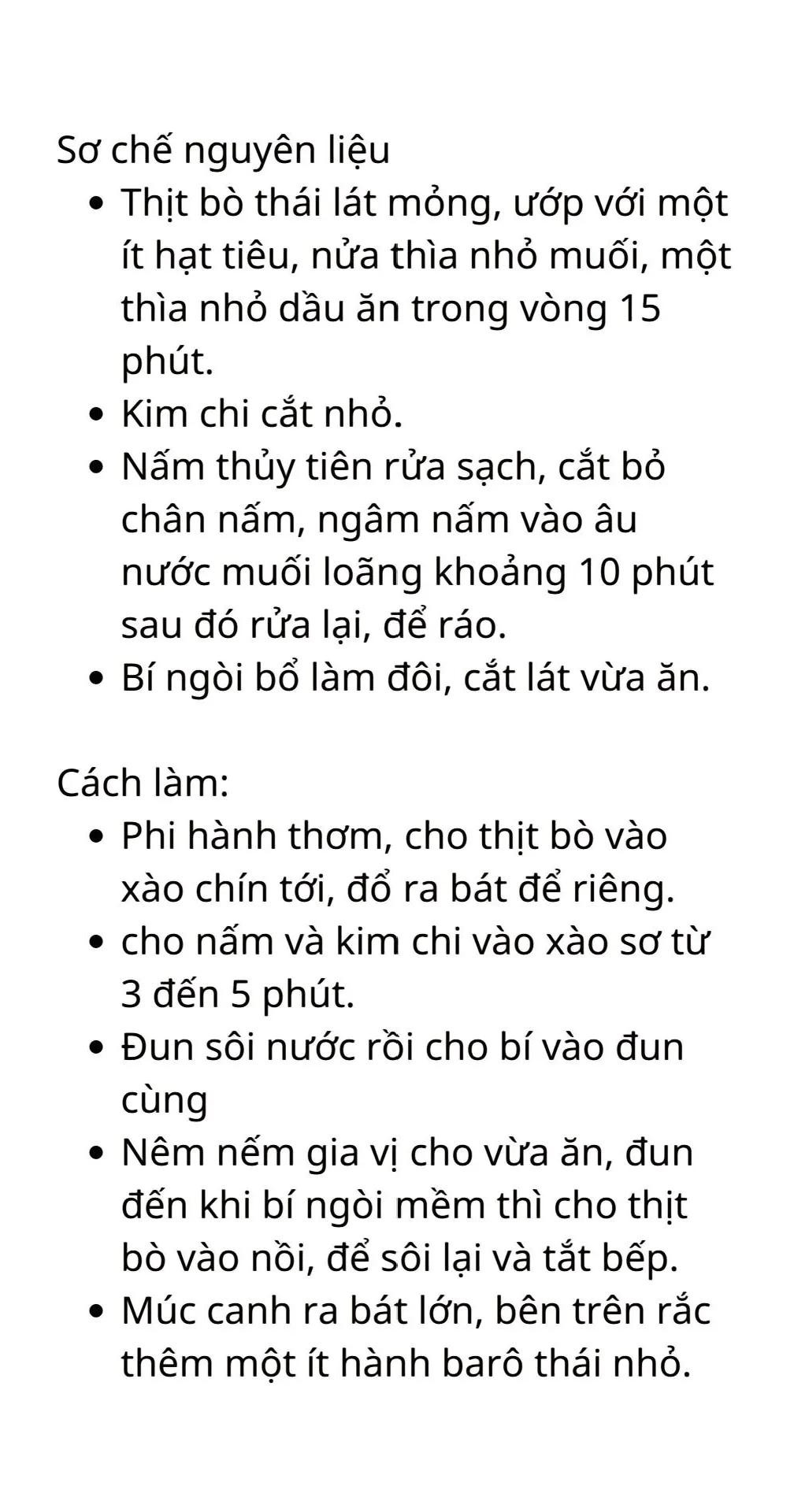 Gà hầm cay, canh kim chi thịt bò, kim chi muối, trứng cuộn hàn quốc, gỏi bò kim chi.