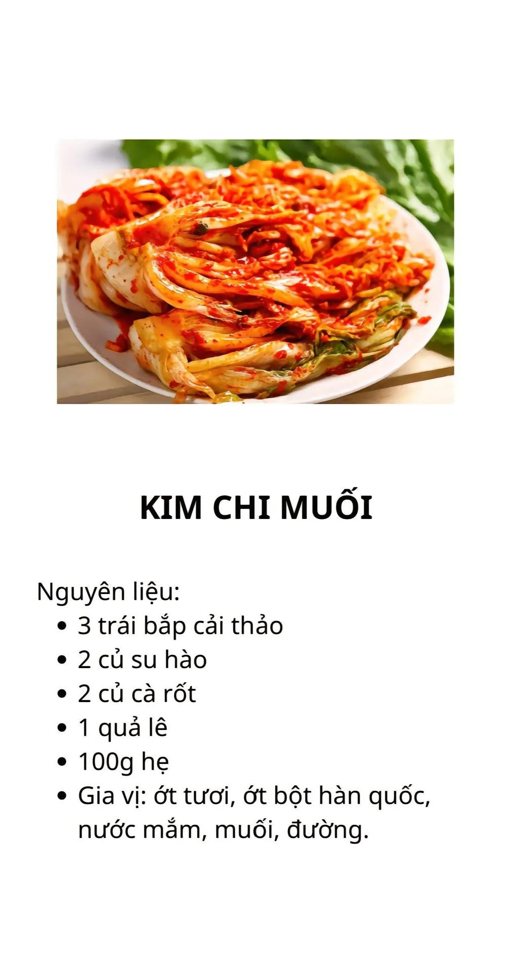 Gà hầm cay, canh kim chi thịt bò, kim chi muối, trứng cuộn hàn quốc, gỏi bò kim chi.