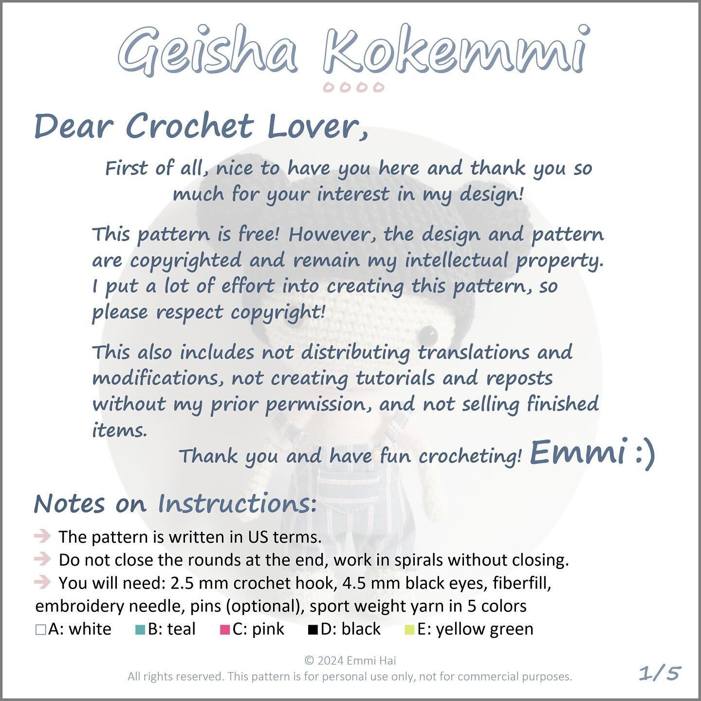 geisha kokemmi free pattern