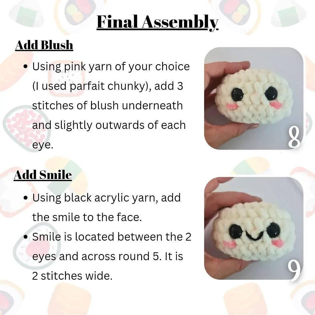 kawaii sushi free pattern