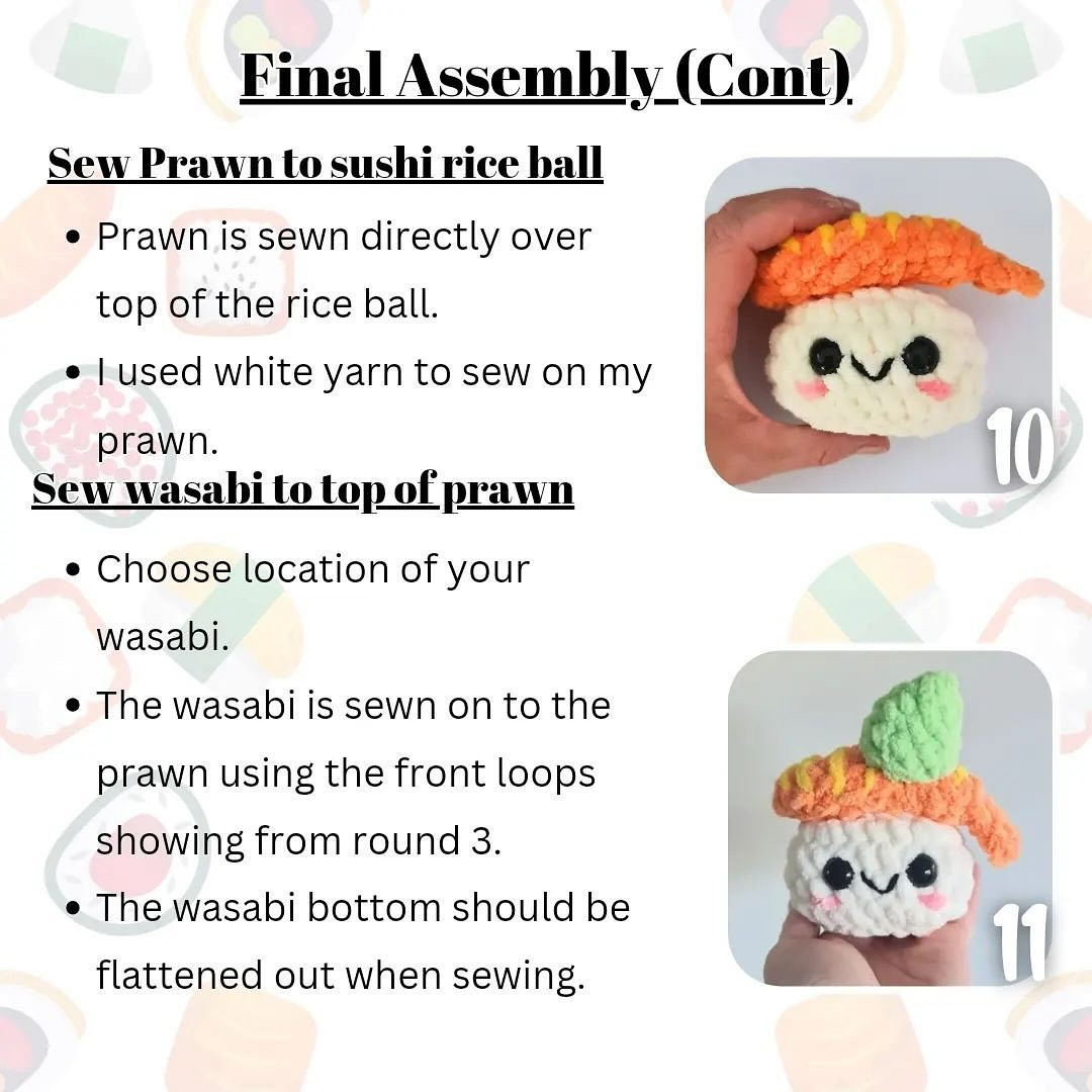 kawaii sushi free pattern